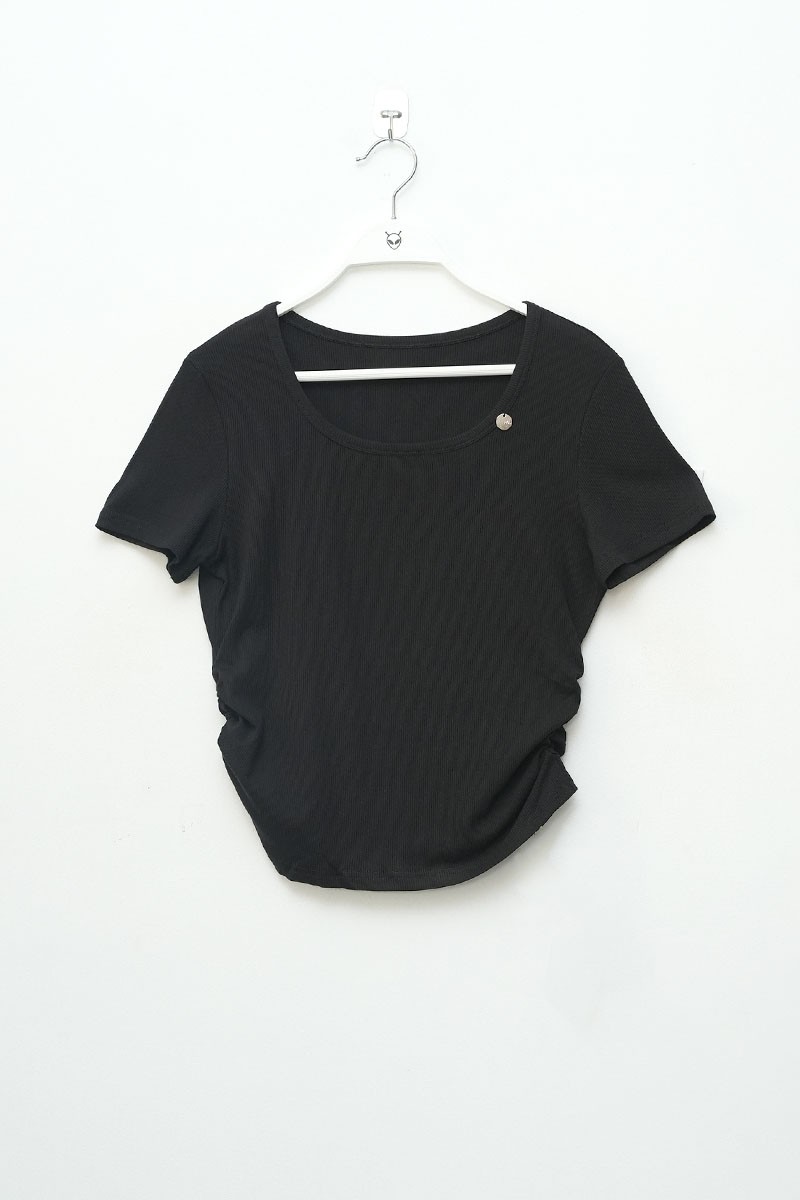 Scoop-Neck Ruched T-shirt - Image 1 - Vedaa Apparels