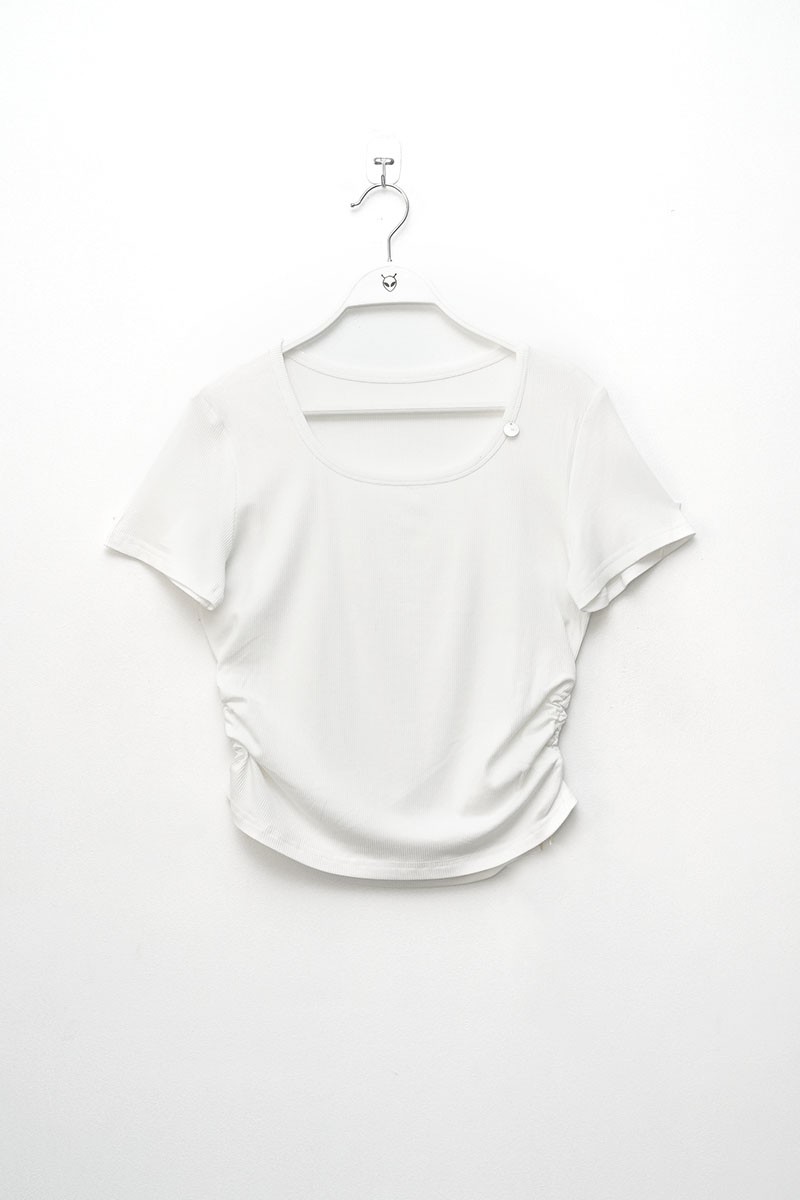 Scoop-Neck Ruched T-shirt - Image 2 - Vedaa Apparels